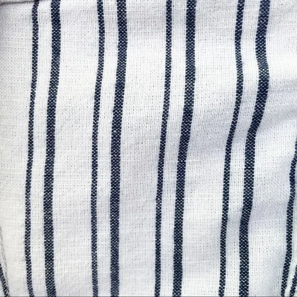 Brandy Melville Bustier Crop Top White Blue Stripe Button Up Tank Linen Cotton - Picture 7 of 8